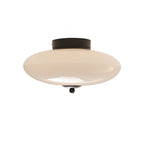 Modern Art Deco Drum Opal Iron Glass LED Semi-Flush Mount Ceiling Light For Bedroom Lumendat