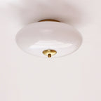 Modern Art Deco Drum Opal Iron Glass LED Semi-Flush Mount Ceiling Light For Bedroom Lumendat