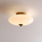 Modern Art Deco Drum Opal Iron Glass LED Semi-Flush Mount Ceiling Light For Bedroom Lumendat
