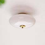 Modern Art Deco Drum Opal Iron Glass LED Semi-Flush Mount Ceiling Light For Bedroom Lumendat