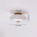 Modern Art Deco Drum Opal Iron Glass LED Semi-Flush Mount Ceiling Light For Bedroom Lumendat