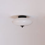 Modern Art Deco Drum Opal Iron Glass LED Semi-Flush Mount Ceiling Light For Bedroom Lumendat
