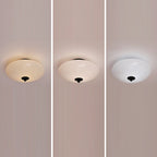Modern Art Deco Drum Opal Iron Glass LED Semi-Flush Mount Ceiling Light For Bedroom Lumendat