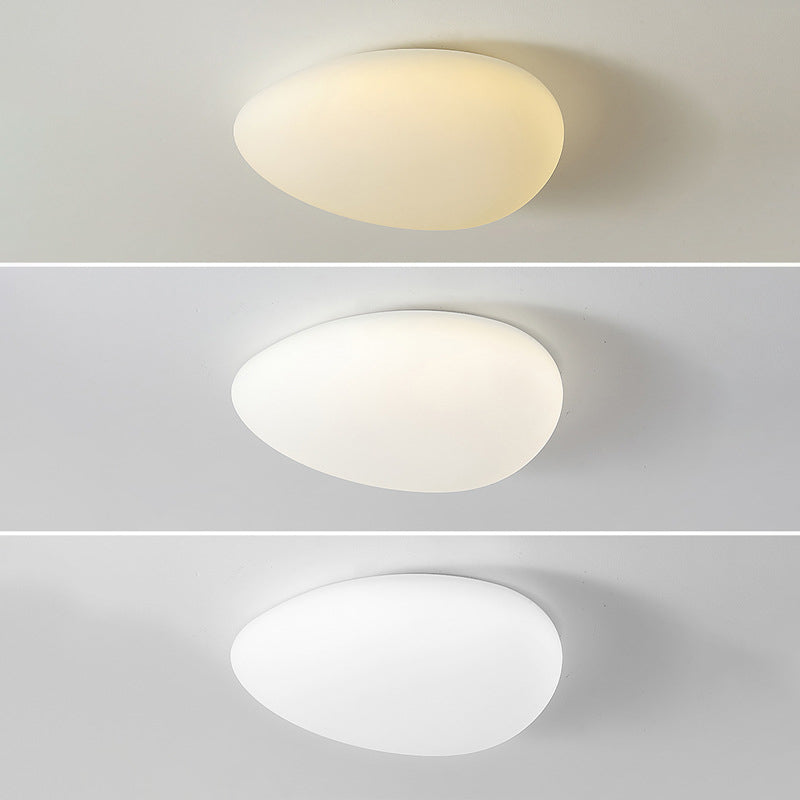 Modern Minimalist Pebble Shape Hardware PE LED Flush Mount Ceiling Light For Bedroom Lumendat