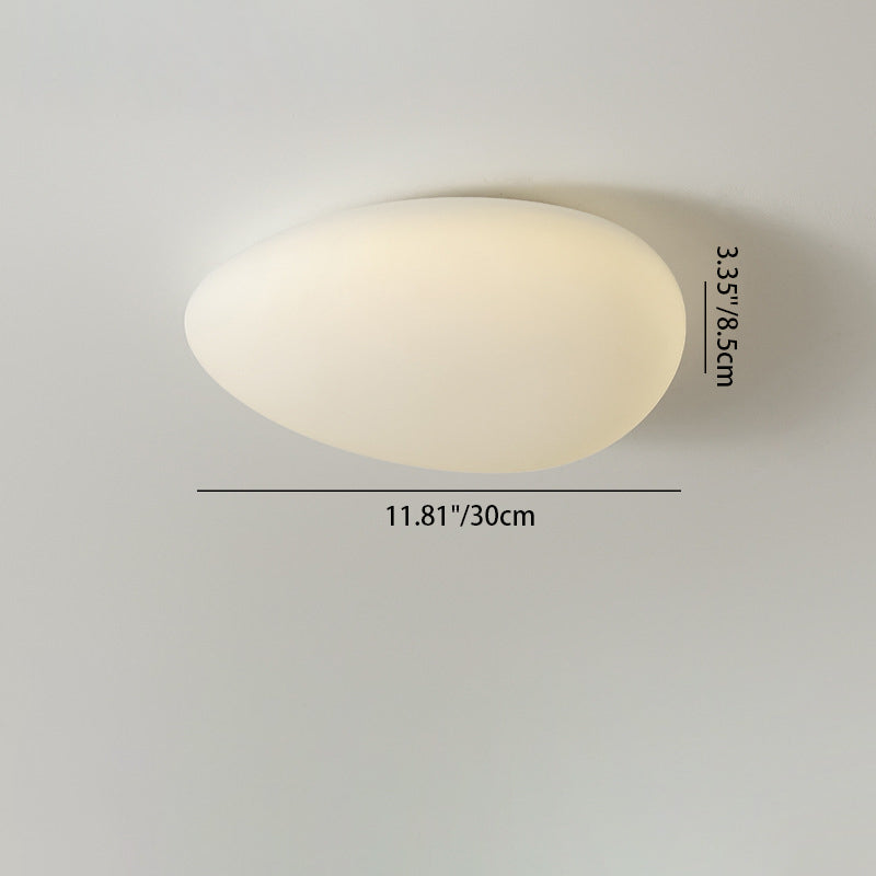 Modern Minimalist Pebble Shape Hardware PE LED Flush Mount Ceiling Light For Bedroom Lumendat
