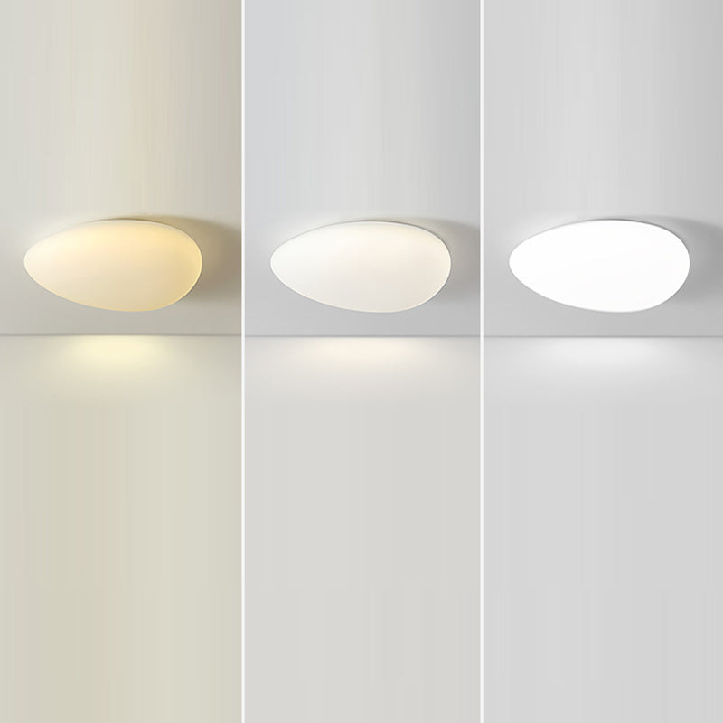 Modern Minimalist Pebble Shape Hardware PE LED Flush Mount Ceiling Light For Bedroom Lumendat