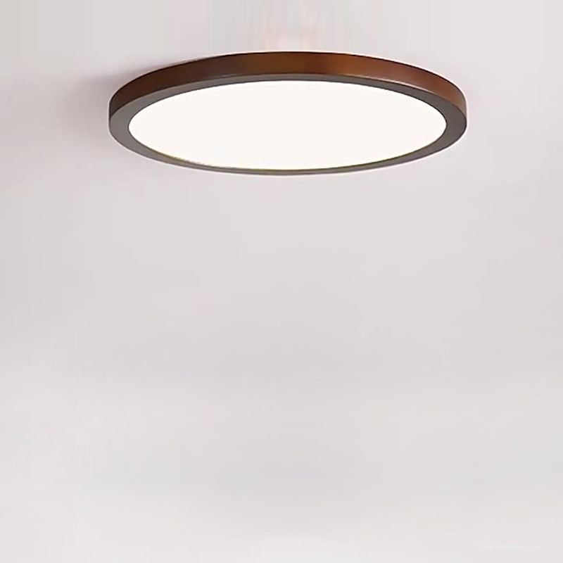 Modern Minimalist Round Wood Acrylic LED Flush Mount Ceiling Light for Bedroom