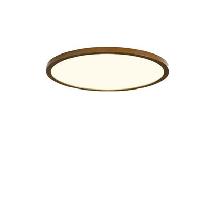 Modern Minimalist Round Wood Acrylic LED Flush Mount Ceiling Light for Bedroom