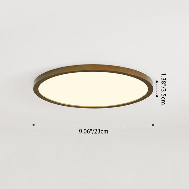 Modern Minimalist Round Wood Acrylic LED Flush Mount Ceiling Light for Bedroom