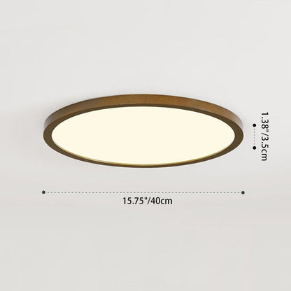 Modern Minimalist Round Wood Acrylic LED Flush Mount Ceiling Light for Bedroom