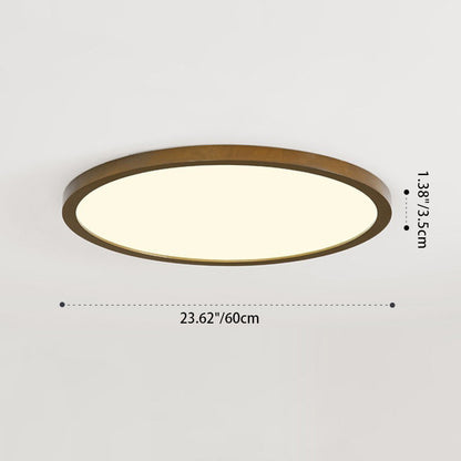 Modern Minimalist Round Wood Acrylic LED Flush Mount Ceiling Light for Bedroom