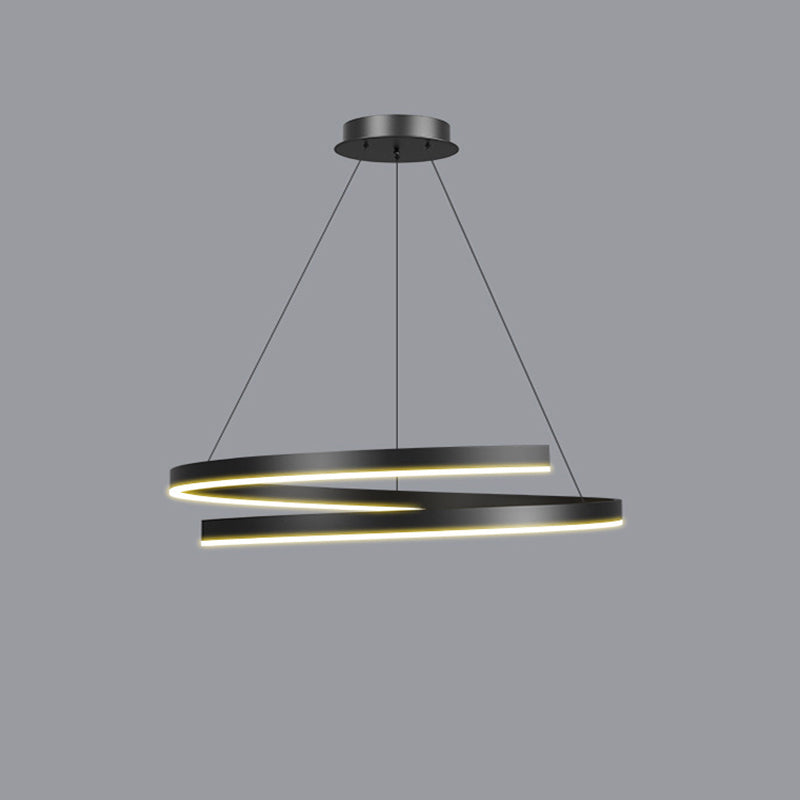 Contemporary Creative Ring Iron Aluminum Metal Acrylic Silicone LED Chandeliers Island Light for Dining Room