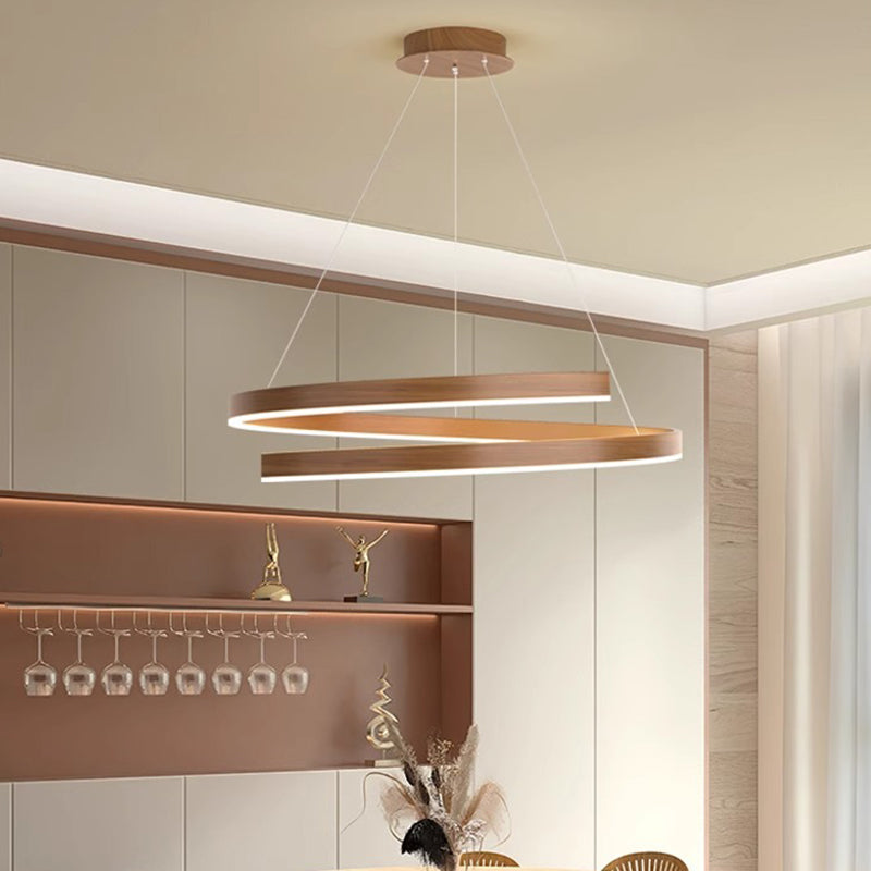 Contemporary Creative Ring Iron Aluminum Metal Acrylic Silicone LED Chandeliers Island Light for Dining Room