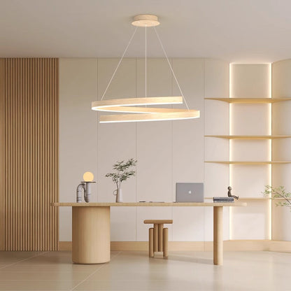 Contemporary Creative Ring Iron Aluminum Metal Acrylic Silicone LED Chandeliers Island Light for Dining Room