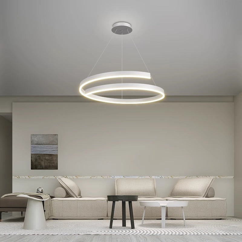 Contemporary Creative Ring Iron Aluminum Metal Acrylic Silicone LED Chandeliers Island Light for Dining Room BulbSquare