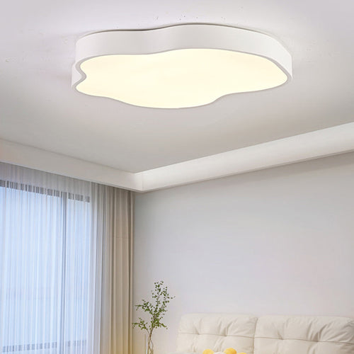 Modern Minimalist Cream Cloud Iron Acrylic LED Flush Mount Ceiling Light For Bedroom