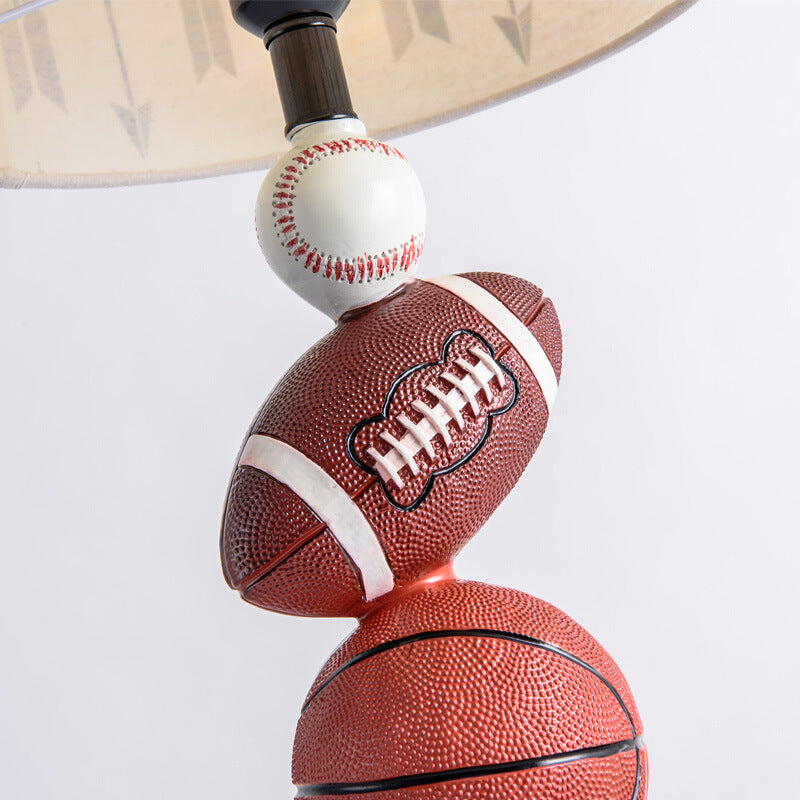 Lumendat Contemporary Creative Kids Football Basketball Baseball Base Resin Fabric 1-Light Table Lamp For Bedroom Lumendat