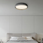 Modern Minimalist Round Vertical Pattern Glass PVC Metal LED Flush Mount Ceiling Light For Living Room