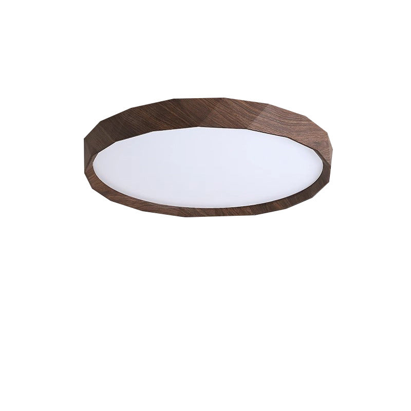Traditional Japanese Water Transfer Wood Grain Iron Acrylic LED Flush Mount Ceiling Light for Living Room