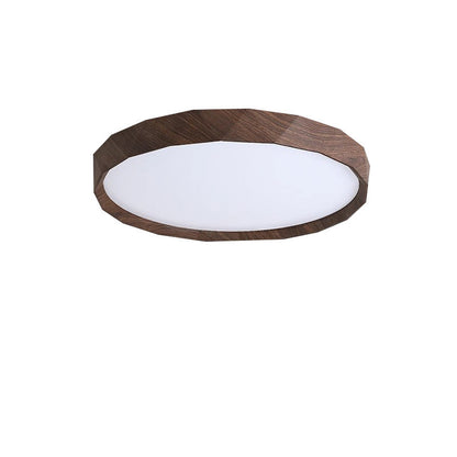 Traditional Japanese Water Transfer Wood Grain Iron Acrylic LED Flush Mount Ceiling Light for Living Room
