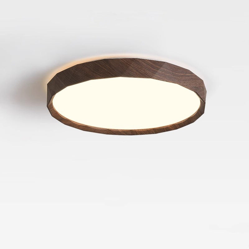 Traditional Japanese Water Transfer Wood Grain Iron Acrylic LED Flush Mount Ceiling Light for Living Room