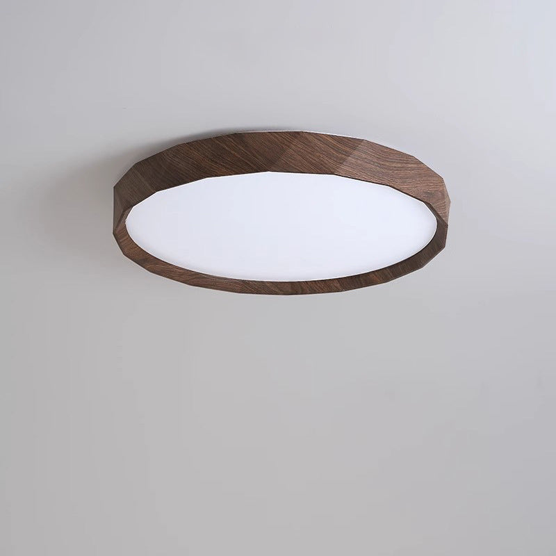 Traditional Japanese Water Transfer Wood Grain Iron Acrylic LED Flush Mount Ceiling Light for Living Room