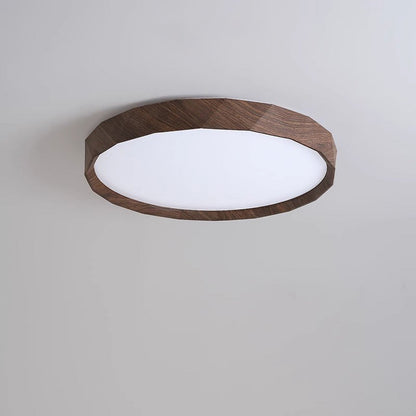 Traditional Japanese Water Transfer Wood Grain Iron Acrylic LED Flush Mount Ceiling Light for Living Room