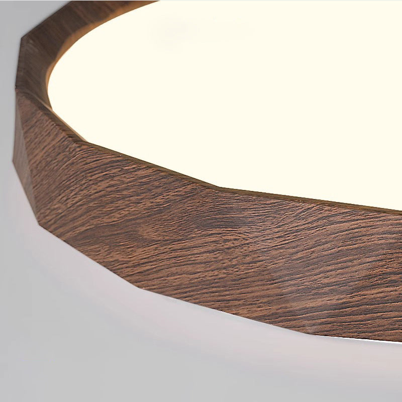 Traditional Japanese Water Transfer Wood Grain Iron Acrylic LED Flush Mount Ceiling Light for Living Room