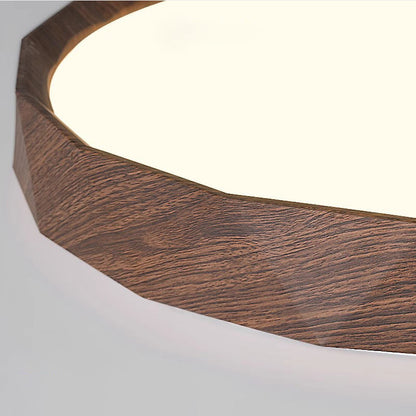 Traditional Japanese Water Transfer Wood Grain Iron Acrylic LED Flush Mount Ceiling Light for Living Room