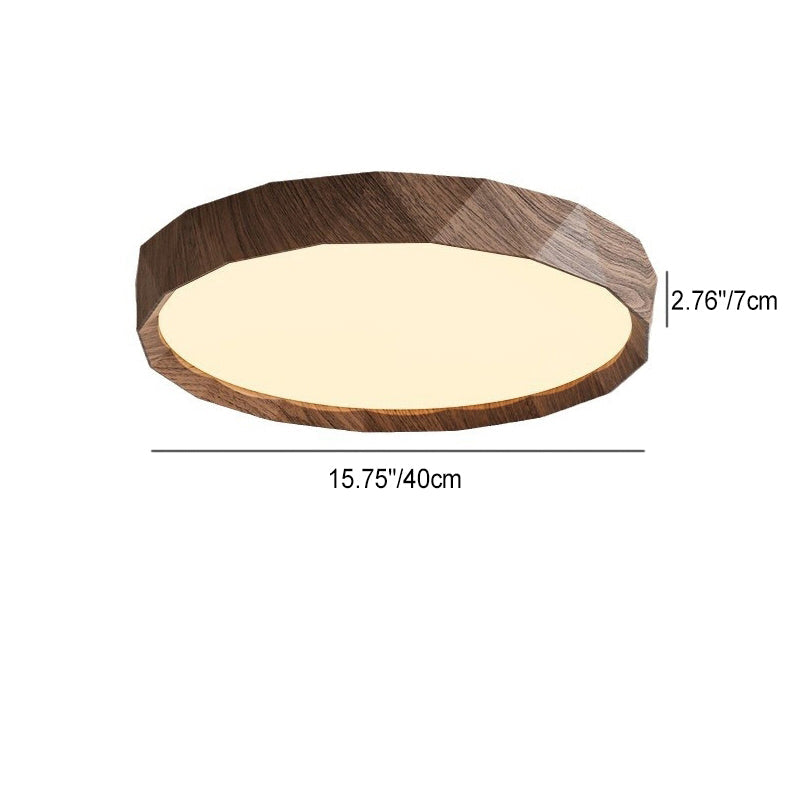 Traditional Japanese Water Transfer Wood Grain Iron Acrylic LED Flush Mount Ceiling Light for Living Room