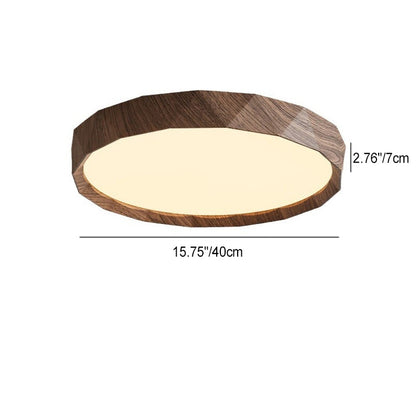 Traditional Japanese Water Transfer Wood Grain Iron Acrylic LED Flush Mount Ceiling Light for Living Room