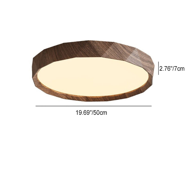 Traditional Japanese Water Transfer Wood Grain Iron Acrylic LED Flush Mount Ceiling Light for Living Room