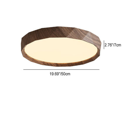 Traditional Japanese Water Transfer Wood Grain Iron Acrylic LED Flush Mount Ceiling Light for Living Room