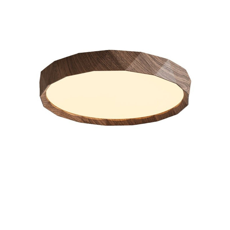 Traditional Japanese Water Transfer Wood Grain Iron Acrylic LED Flush Mount Ceiling Light for Living Room