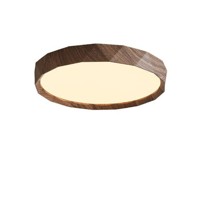 Traditional Japanese Water Transfer Wood Grain Iron Acrylic LED Flush Mount Ceiling Light for Living Room