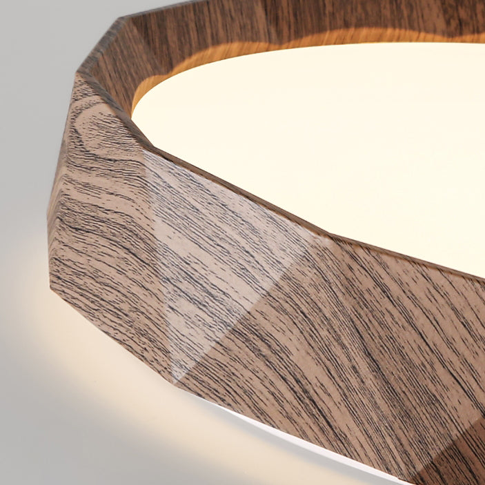 Traditional Japanese Water Transfer Wood Grain Iron Acrylic LED Flush Mount Ceiling Light for Living Room