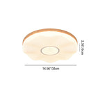 Traditional Japanese Round Flower Wood Acrylic LED Flush Mount Ceiling Light For Living Room