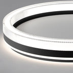 Modern Minimalist Round Horizontal Stripes Iron Acrylic LED Flush Mount Ceiling Light For Bedroom