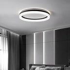 Modern Minimalist Round Horizontal Stripes Iron Acrylic LED Flush Mount Ceiling Light For Bedroom
