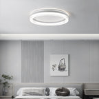 Modern Minimalist Round Horizontal Stripes Iron Acrylic LED Flush Mount Ceiling Light For Bedroom