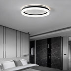 Modern Minimalist Round Horizontal Stripes Iron Acrylic LED Flush Mount Ceiling Light For Bedroom