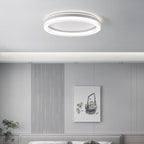 Modern Minimalist Round Horizontal Stripes Iron Acrylic LED Flush Mount Ceiling Light For Bedroom