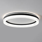 Modern Minimalist Round Horizontal Stripes Iron Acrylic LED Flush Mount Ceiling Light For Bedroom