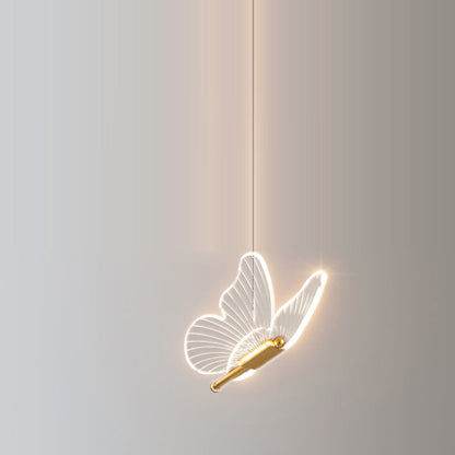 Contemporary Creative Butterfly Acrylic Iron LED Pendant Light For Bedroom