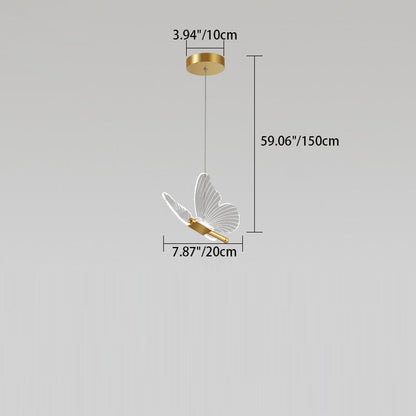 Contemporary Creative Butterfly Acrylic Iron LED Pendant Light For Bedroom