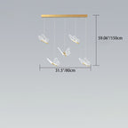 Contemporary Creative Adjustable Height Butterfly Iron Acrylic LED Chandelier Island Light for Dining Room BulbSquare