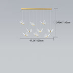 Contemporary Creative Adjustable Height Butterfly Iron Acrylic LED Chandelier Island Light for Dining Room BulbSquare