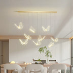 Contemporary Creative Adjustable Height Butterfly Iron Acrylic LED Chandelier Island Light for Dining Room BulbSquare