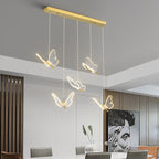 Contemporary Creative Adjustable Height Butterfly Iron Acrylic LED Chandelier Island Light for Dining Room BulbSquare
