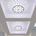 Modern Minimalist Drum Shape Hardware Crystal LED Flush Mount Ceiling Light For Hallway